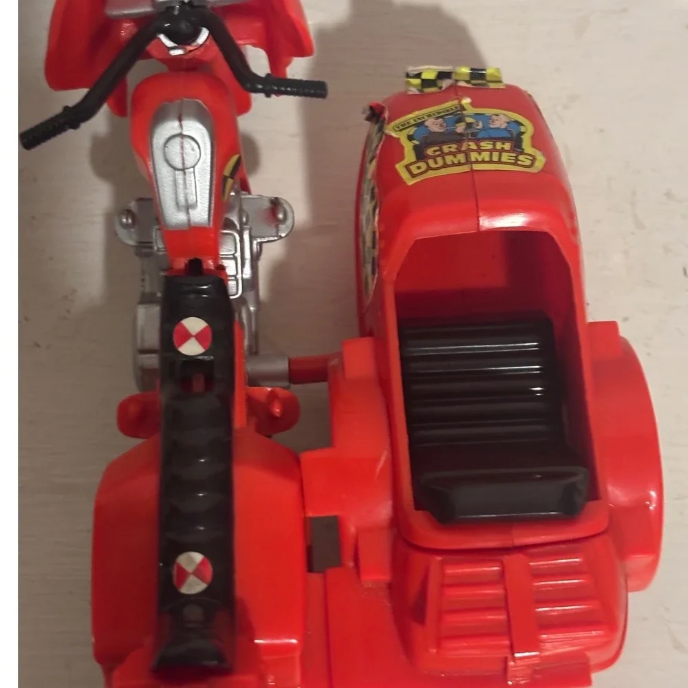 Tyco Incredible Crash Dummies Motorcycle with Sidecar Red Vintage Toy Good 1991